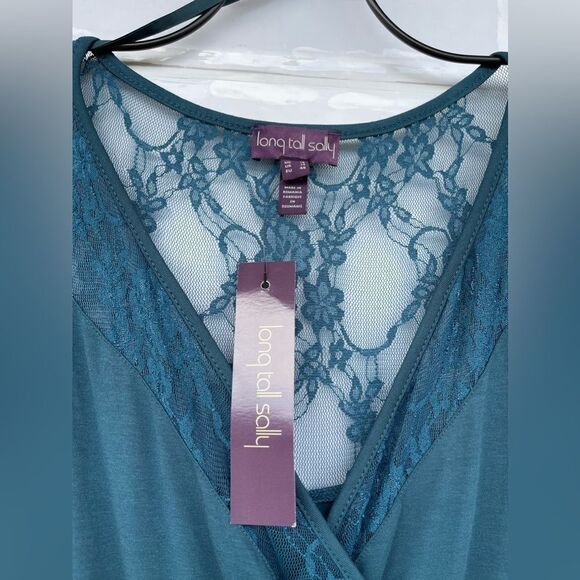 LONG TALL SALLY LACE INSERT TEAL DRESS SIZE 14 - Picture 6 of 13